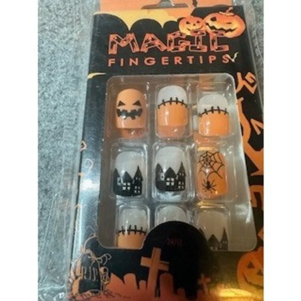 Halloween Press On Nails Bundle Magic Fingertips Spooky Art 2 Sets